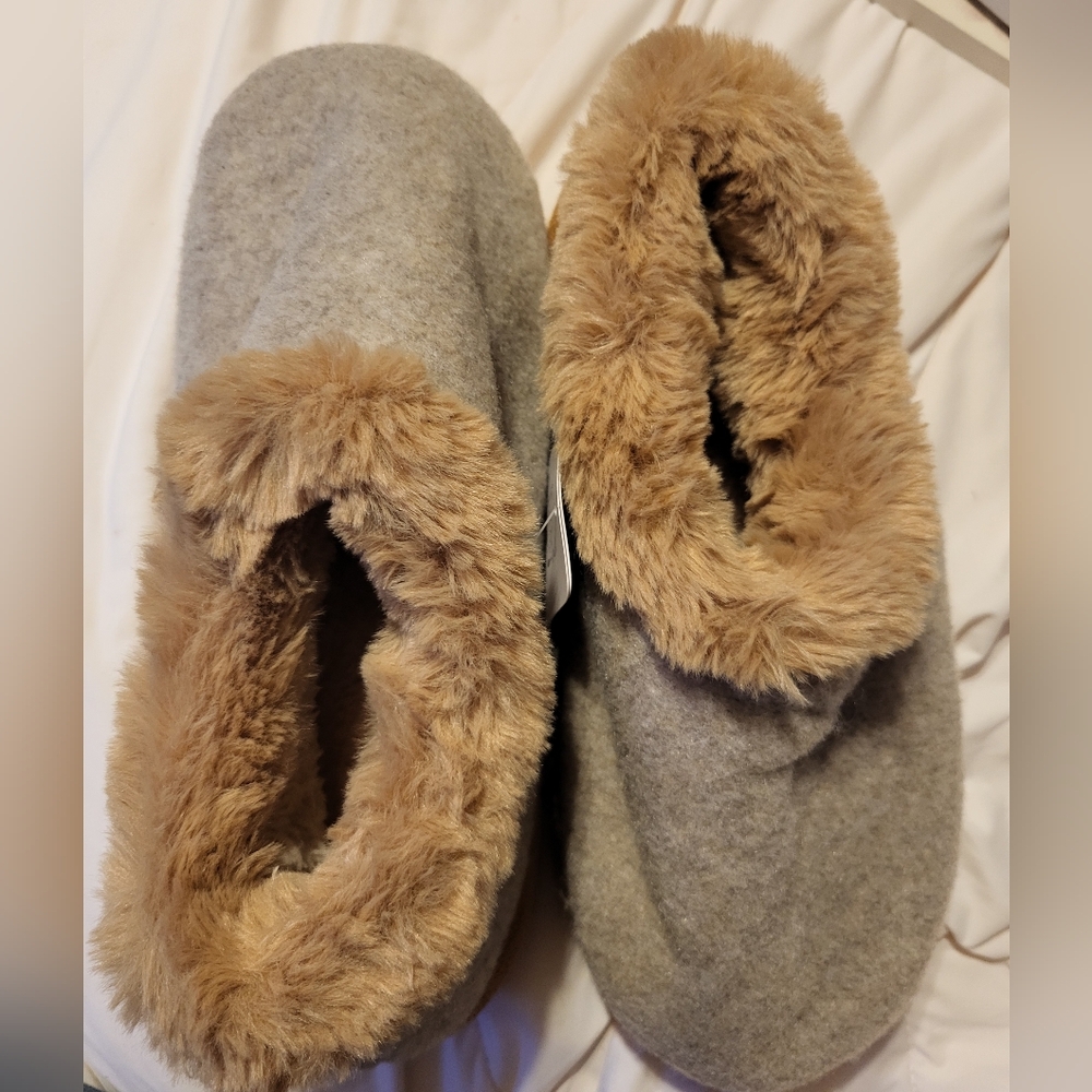 KuaiLu Clog Arch Support Suede Faux Fur Memory Foam slippers, SIZE 11, NWT